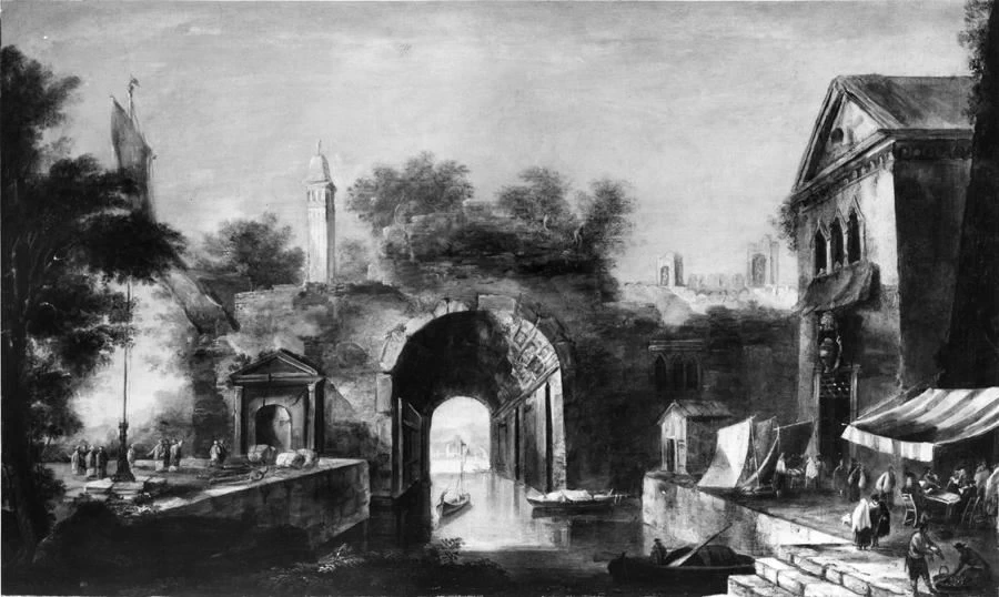 Mura di città con porta acquea